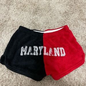 University of Maryland fuzzy custom printed pajama shorts